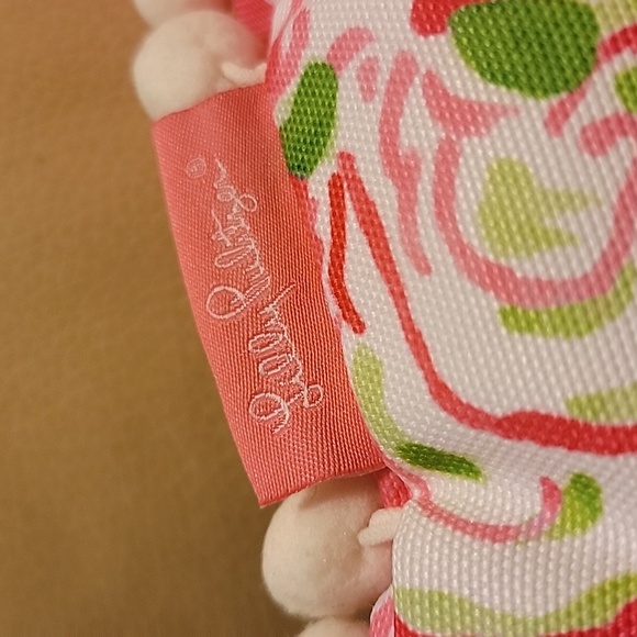 Lilly Pulitzer throw toss Pillow with White Pom Poms - Picture 3 of 4